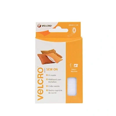 Afbeelding van VELCRO Merk Naai Op stoffen tape lengte gesneden sterke haak &amp; lus zelfklevende perfect voor knutselen, kledingreparaties en zomen Wit 20 mm x 1 m