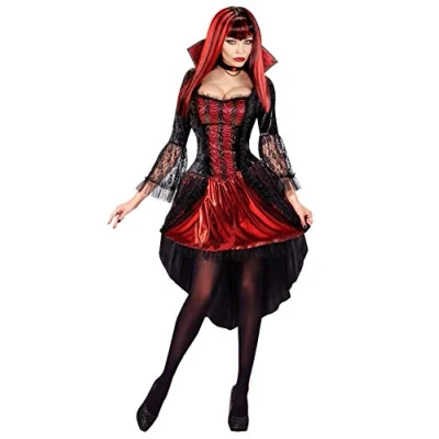 Afbeelding van Widmann Vampier &amp; Dracula Kostuum Vastate Dame Vrouw Rood, Zwart Medium Halloween Verkleedkleding