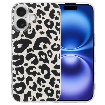 Afbeelding van Apple iPhone 16 Hoesje Siliconen en TPU (zacht) imoshion Softcase/Backcover Leopard Transparent Telefoonhoesje
