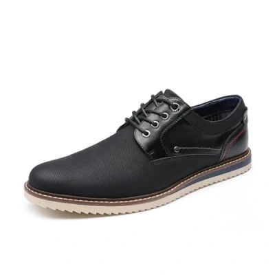 Afbeelding van Bruno Marc Heren veterschoenen, business, kostuumschoenen, vrijetijdsschoenen, Oxfords, Derby, casual leren schoenen, zwart, 41 EU