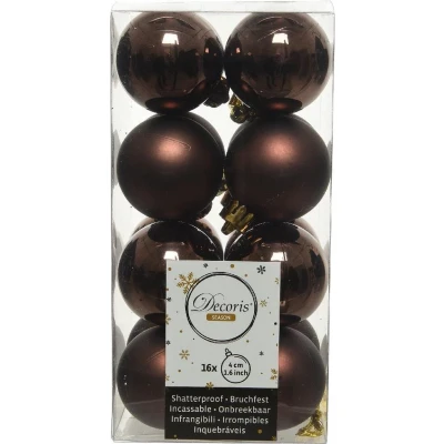 Afbeelding van Kerstballen Ø 4 cm 16 stuks (Bruin)