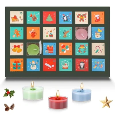 Afbeelding van Teokantz geurkaarsen adventskalender met 24 verschillende theelicht geurkaarsen, 2024, theelichtjes, geurtheelichtjes Kerstmis, ca. 30,8 x 21,2 2 cm