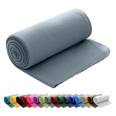 Afbeelding van Wometo Fleecedeken, OekoTex, 130 x 160 cm, 400 g, met anti pluisstiksel aan de rand, grijs.