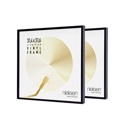 Afbeelding van nielsen SET van 2 aluminium platenframes, dubbele LP frames Vinyl, 31,4x31,6 cm, Geanodiseerd mat zwart, Langspeelplaat frame