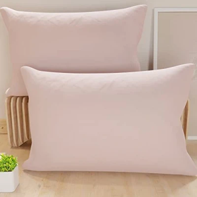 Afbeelding van PETTI Artigiani Italiani Set van 2 kussenslopen 50 x 30 cm, effen kussenslopen, lichtroze, kussensloop 100% microvezel, hypoallergeen, gemaakt in Italië