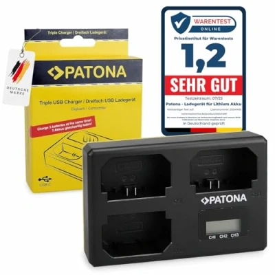 Afbeelding van PATONA Triple Lader (USB C Kabel) voor NP FZ100 Batterij Compatibel met Sony Alpha FX3 FX30 A1 A9 A9II A7RIII A7RIV A7SIII A7III A7IV A6600 A7C ILME ZV E1 BC QZ1