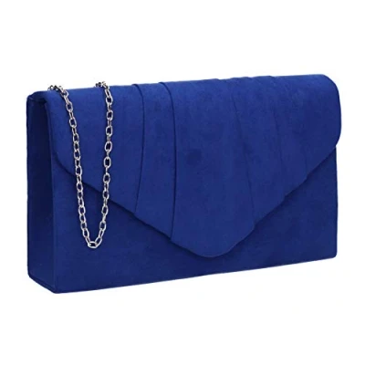 Afbeelding van SwankySwans Vrouwen Iggy Suede Velvet Envelop Party Prom Clutch Bag Clutch, Blauw (Royal Blue)