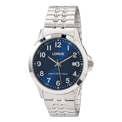 Afbeelding van Lorus klassiek herenhorloge roestvrij staal met metalen band, blauw,