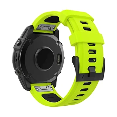 Afbeelding van MoKo Watch Strap Compatible with Garmin Fenix 7/7 Pro/6/6 Pro/5/5 Plus/Forerunner 965/955/945/Instinct Solar/Instinct 2, Quick Fit 22mm Soft Silicone Replacement Band Sport Wristband, Lime/Black