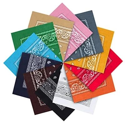 Afbeelding van Kurtzy Geassorteerde Katoenen Bandana Sjaaltjes (12 Pak) Multifunctionele Grote Hoofd Band Voor Heren, Dames en Kinderen Zakdoek/Nekdoek Accessoire Cowboy Bandana’s, Huisdieren Hoofdbanden