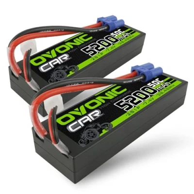Afbeelding van OVONIC 2s LiPo accu 5200mAh 50C 7,4V hardcase met EC5 stekker voor 1/10 RC auto (2 stuks)