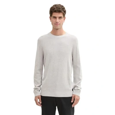 Afbeelding van TOM TAILOR Basic gebreide trui voor heren van katoen, 15398 Light Stone Grey Melange, L