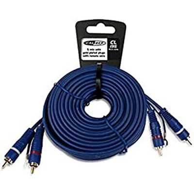 Afbeelding van RCA kabel Tulp Verguld 2x Dubbel Afgeschermd Audio 5 meter inclusief remote Blauw (CL195)
