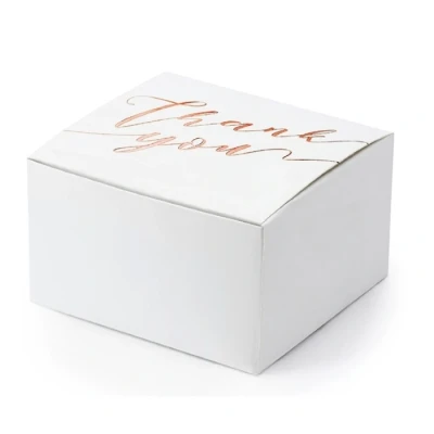 Afbeelding van PartyDeco cadeaudoosje Thank You Bruiloft 10x wit/rosegoud papier 6 x 4 cm Cadeaudoosjes