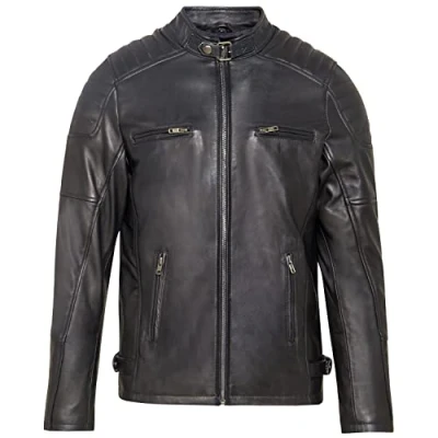 Afbeelding van URBAN 5884 Ralf herenjas, jas van echt schapenleer, zacht en duurzaam, Zwart, 4XL