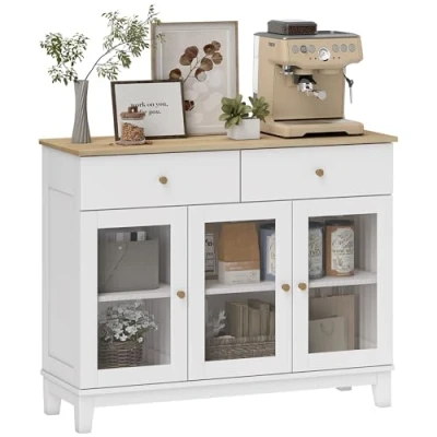 Afbeelding van HOMCOM Dressoir MDF 100x35x80,3cm Wit