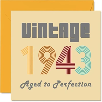 Afbeelding van 81e verjaardagskaarten voor mannen vrouwen vintage 1943 tot in de perfectie 81 verjaardagskaart grappig haar hem, 145 mm x beste vriend verjaardag wenskaarten mama papa opa oma