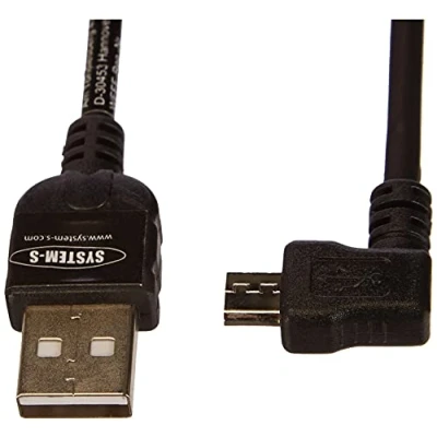 Afbeelding van SYSTEM S Micro USB kabel oplaadkabel datakabel 90 hoekstekker hoek spiraalkabel 50 135 cm