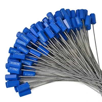 Afbeelding van Lzbignun 100 stks genummerde veiligheidskabel afdichtingen sabotage bewijs staaldraad seal tags pull tite metalen draadafdichtingen zelfsluitende verzendtags (donkerblauw)
