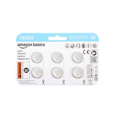 Afbeelding van Amazon Basics Knoopcelbatterijen, lithium, CR2032, set van 6