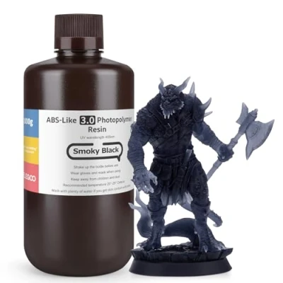 Afbeelding van ELEGOO 405nm ABS achtig hars 3.0, LCD UV Rapid Resin hars, hoge precisie, niet broos, verbeterde sterkte en taaiheid voor LCD/DLP 3D printer, fotopolymeerhars, 1000 g, rookzwart