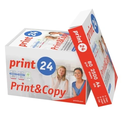 Afbeelding van print24 Printerpapier kopieerpapier 2500 vellen 5 x 500 A4 80g premium wit testwinnaar PEFC