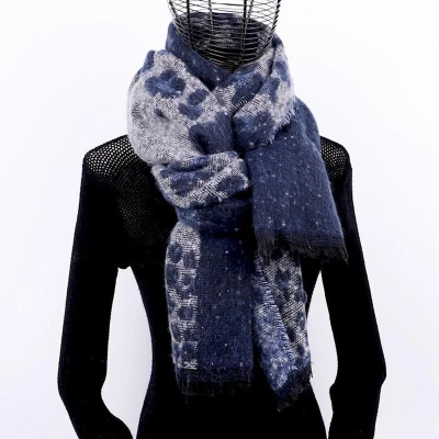 Afbeelding van Sjaal Tijgerprint Marineblauw Winter