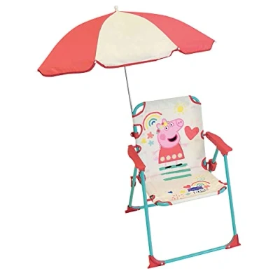 Afbeelding van FUN HOUSE Peppa Pig Klapstoel Camping Afmetingen: H.38,5 XL 38,5 x D 37,5 cm + PARASOL Ø 65 cm, veelkleurig
