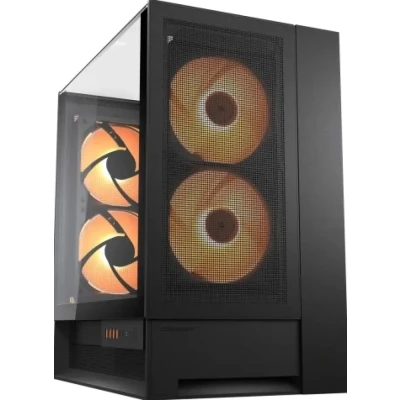 Afbeelding van COUGAR OmnyX Mid Tower ATX symmetrische panoramische pc behuizing maximale luchtstroom 4x vooraf geïnstalleerde 160 mm ventilatoren 3 zijden gehard glas volledige omgekeerde connector