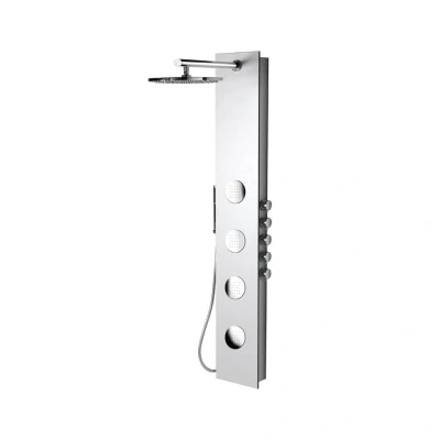 Afbeelding van Douchepaneel Sapho 5Side 155x25 cm Mengkraan Rond Wit