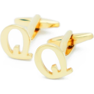 Afbeelding van Manchetknopen Letters Initialen Letter Q Goudkleurig