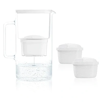 Afbeelding van Wessper Waterkaraf, waterkan met 2 schenkfilters, compatibel Brita Maxtra, Maxtra +, grote inhoud 2,5 l, wit, kruikset + cartridges