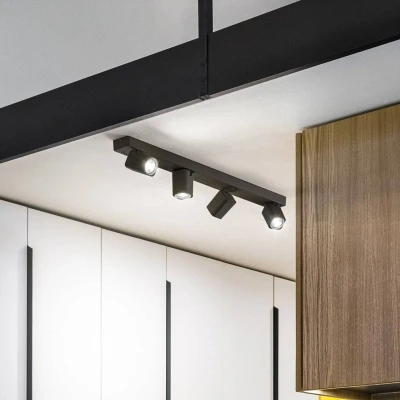 Afbeelding van Ideallux Ideal Lux Rudy vierkante plafondspot, zwart, 4 lamps, metaal