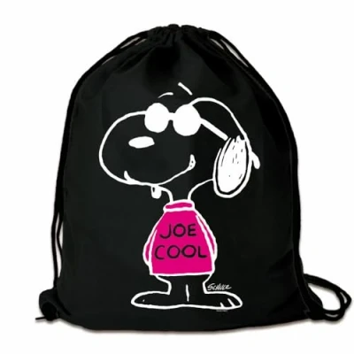 Afbeelding van Logoshirt® Comics Peanuts Snoopy Joe Cool Roze Gymtas Sporttas zwart Gelicentieerd origineel ontwerp