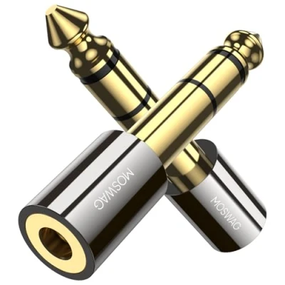 Afbeelding van MOSWAG Hoofdtelefoon Adapter, 6.35mm Mannelijk naar 3.5mm Vrouwelijke 1/4 Jack Adapter Compatibel met Audio Kabel, Desktop, Laptop, Tablet, Gitaar, 2Pack