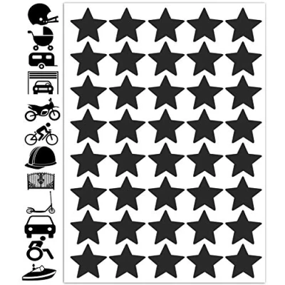 Afbeelding van Biomar Labs® Reflectoren reflecterende stickers reflector zwart set sterren (40 stuks) zelfklevende fiets veiligheidssticker D 64