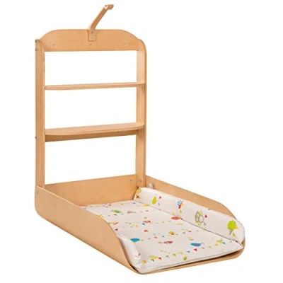 Afbeelding van roba Wikkelrek, inklapbaar veilig design wikkelrek hout gebogen, commode incl. aankleedmat folie &#039;WaldHochzeit&#039;