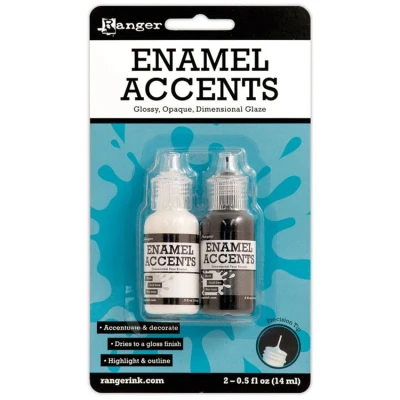 Afbeelding van Ranger Inkssentials Enamel Accents Black &amp; White 5oz 2/pkg