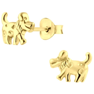 Afbeelding van JoyS Zilveren hond oorbellen 9 x 6 mm 14k goudplating