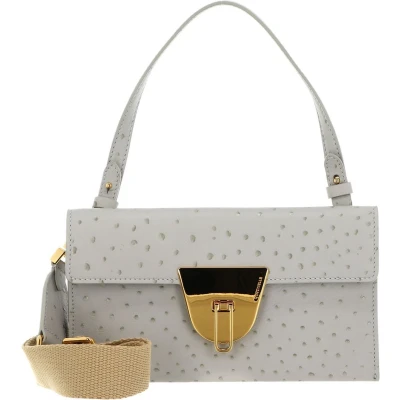 Afbeelding van COCCINELLE Leren Schoudertas Koppeling Coccinellenico Ostrich Handbag Gelso Beige