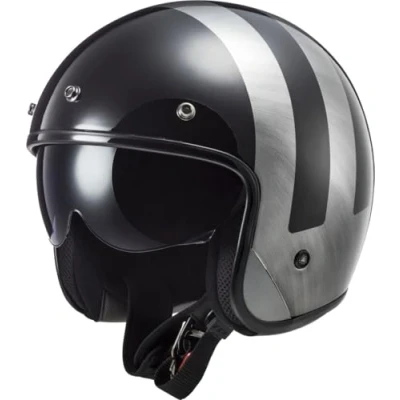 Afbeelding van LS2 OF601 Bob II Lines Jet Helm, zwart zilver, afmeting L voor man