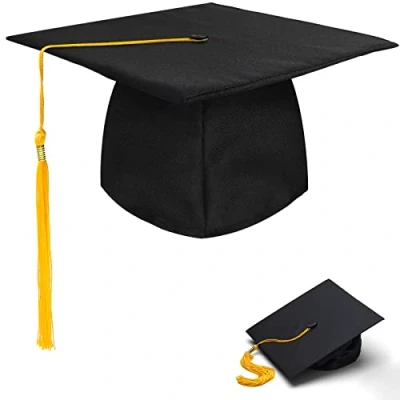 Afbeelding van BOOSHMall Bachelor hoed, afstudeerhoed, afgestudeerde, hoed voor afstuderen, universiteit, geel