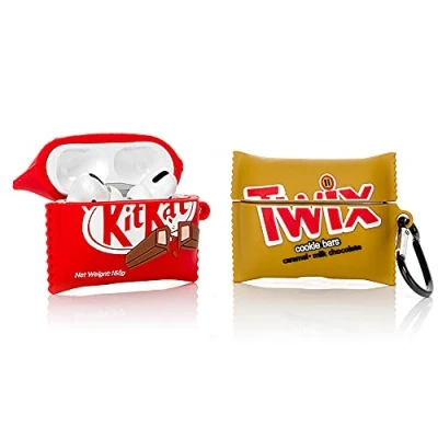 Afbeelding van Derhom Airpods siliconen Hoesje Compatibel met Apple Pro [Snoep Snacks Serie][2 Pack] (Kitkat/Twix)