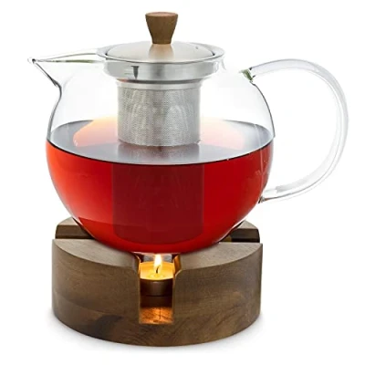 Afbeelding van Sencha design theepot met Oolong houten stoof 1,3 l zeefinzet