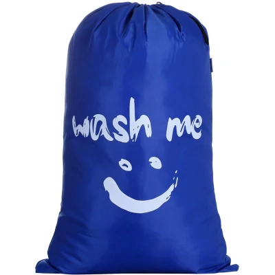 Afbeelding van Ihomagic Waszak voor op reis, vuile was, wasverzamelaar, grote opvouwbare wasmand, opbergtas, waston, buiten, wasbakstof, 120 l, donkerblauw