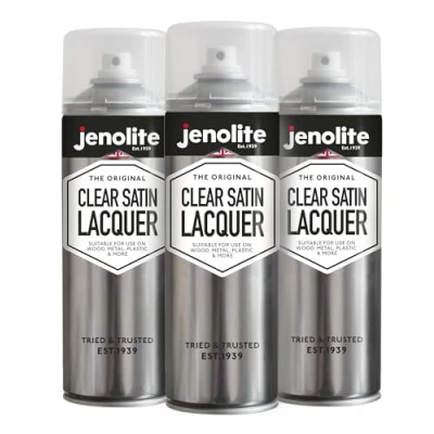 Afbeelding van JENOLITE Transparante lakspuitverf, satijn, 3 x 500 ml, kristalheldere afwerking voor doe het zelf, handel, automobiel, heldere lak, beschermt oppervlak en lakwerk tegen corrosie, UV schade,