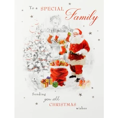 Afbeelding van Traditionele kerstkaart voor een gezin 8 x 6&quot; Piccadilly Groeten