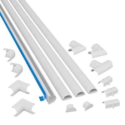 Afbeelding van D Line 3015KIT001 4 meter zelfklevend kabelgootset, zelfklevende kabelafwerking, elektrisch netjes wegwerken kabelmanagement, populaire kabelbeheeroplossing, 4x 1 lengtes en accessoires, wit 30 mm (B) x 15 (H)