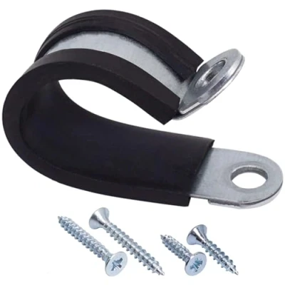 Afbeelding van (4 stuks) Verzinkte buisklemmen met rubberen voeringen, diameter 18 mm, P clips, DIN 3016 buisklemmen, slangklemmen
