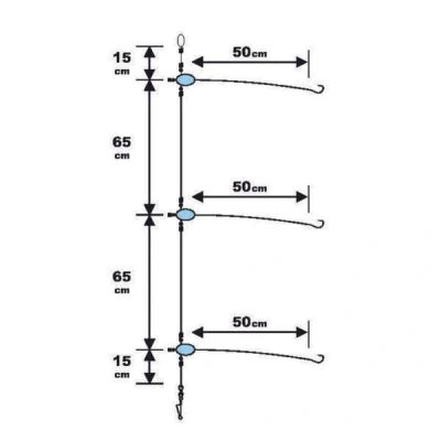 Afbeelding van Sunset Boat Rig Special Fluorocarbon Branch Line Seabream 160cm (3 pcs) Maat : Haak 4 0.40mm